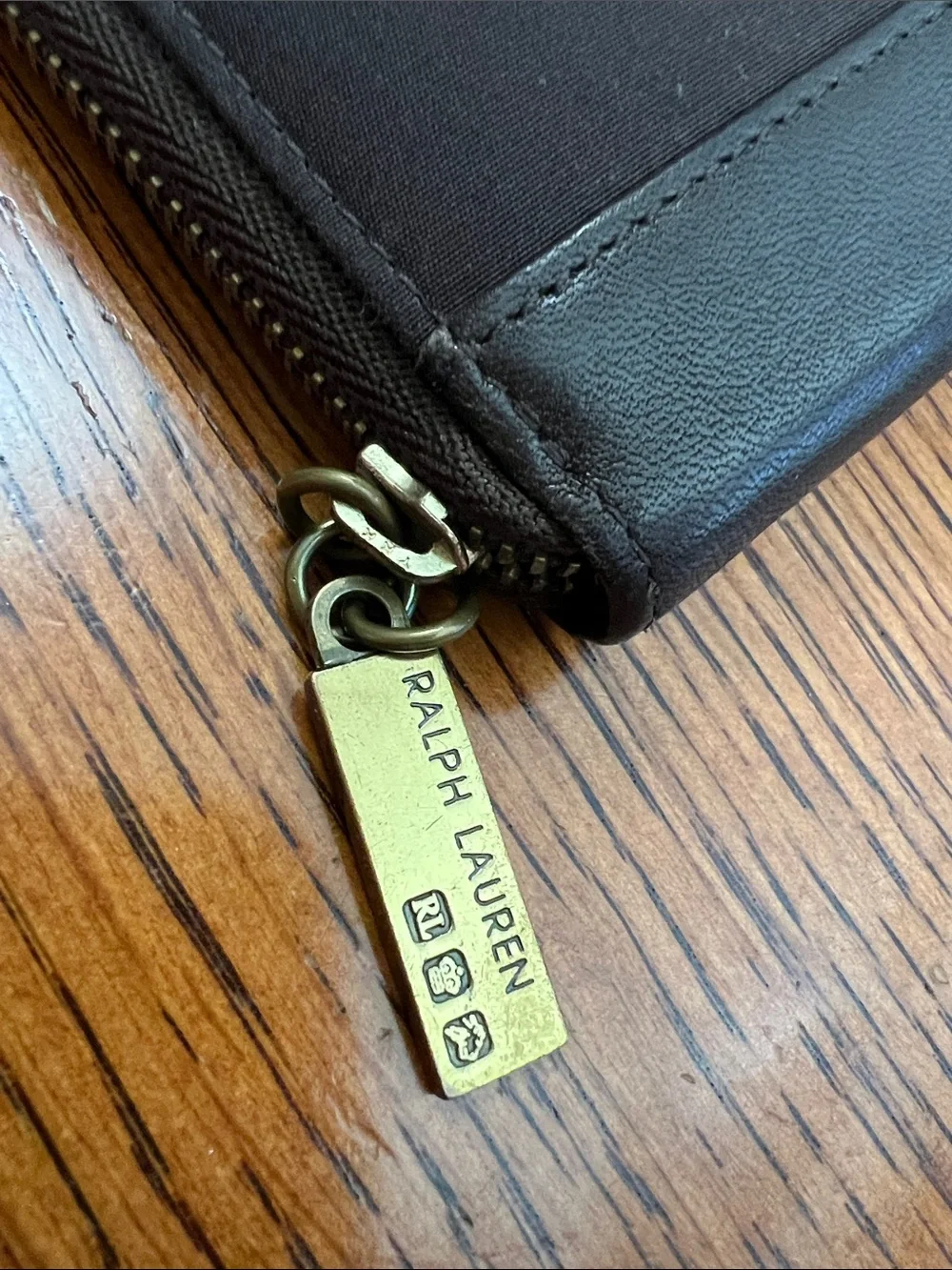 Ralph Lauren Brown Zip Around Accordion Wallet